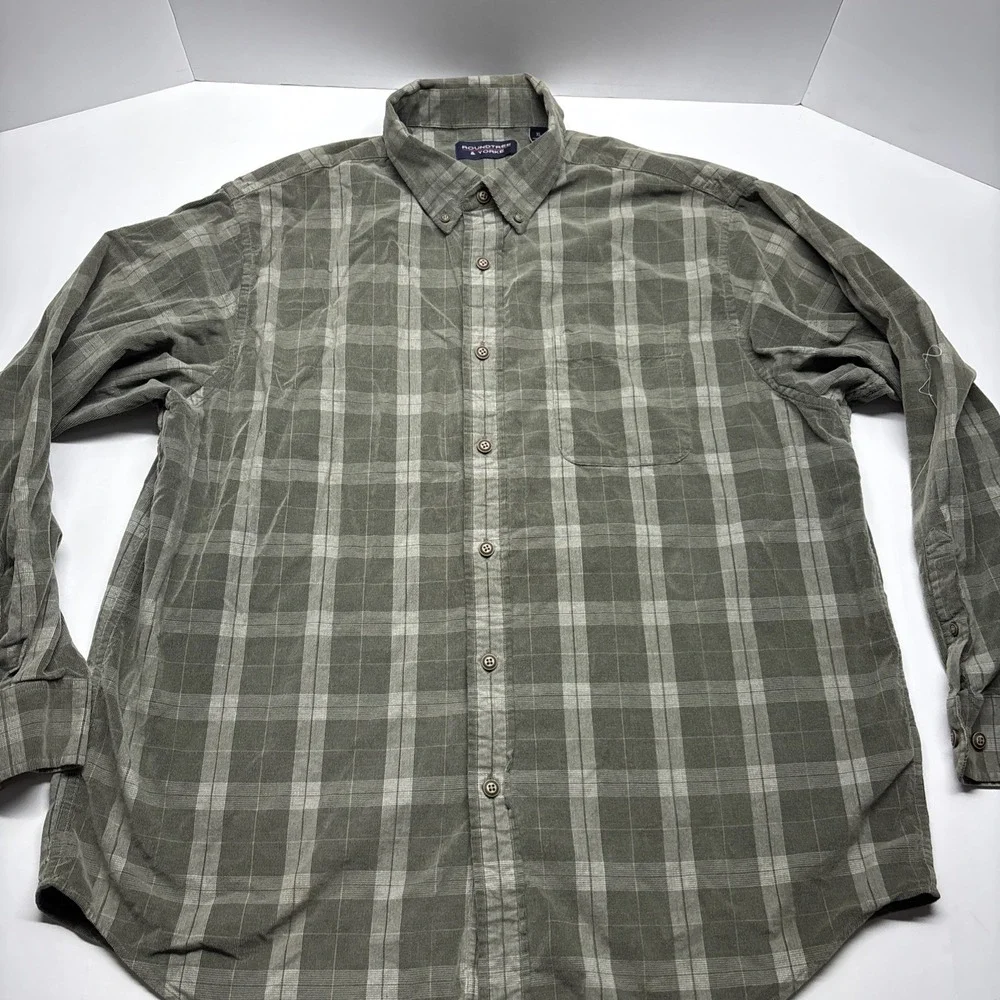 VTG  Roundtree & Yorke Shirt‎ long Sleeve green plaid XL